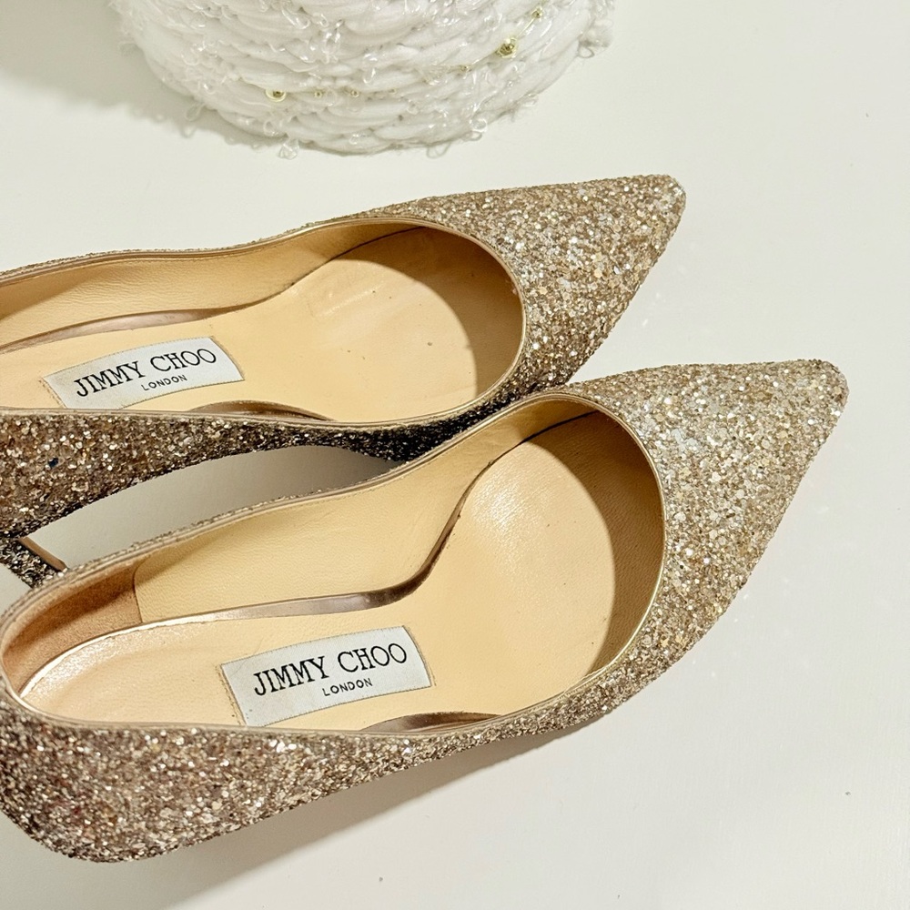 Jimmy Choo Sparkling Gold Heels - Picture 7 of 10